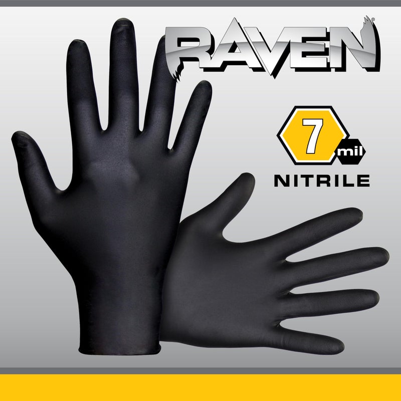 SAS Raven Powder Free Nitrile Disposable Gloves 7 Mil - XL Latex Free, Chemical + Puncture Resistant, Textured Grip, Single Use for Automotive, Industrial, Janitorial, MRO, Food Service 66519 - Image 3